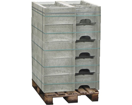 Betonbekistingsblok grijs 50 cm x 17,5 cm x 25 cm (pallet = 55 massieve blokken + 5 eindblokken)