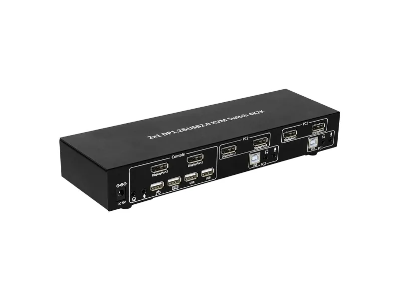 TECHly 2-Port DisplayPort1.2 Dual-Monitor KVM Switch - KVM / audio / USB switch - 2 x KVM / audio - 1 lokalbruger - desktop