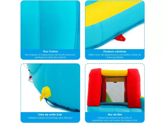 Château Gonflable, Grande Aire de Jeux avec Toboggan Pistolet à Eau Piscine en Tissu Oxford, 400x335x230cm, Multicolore