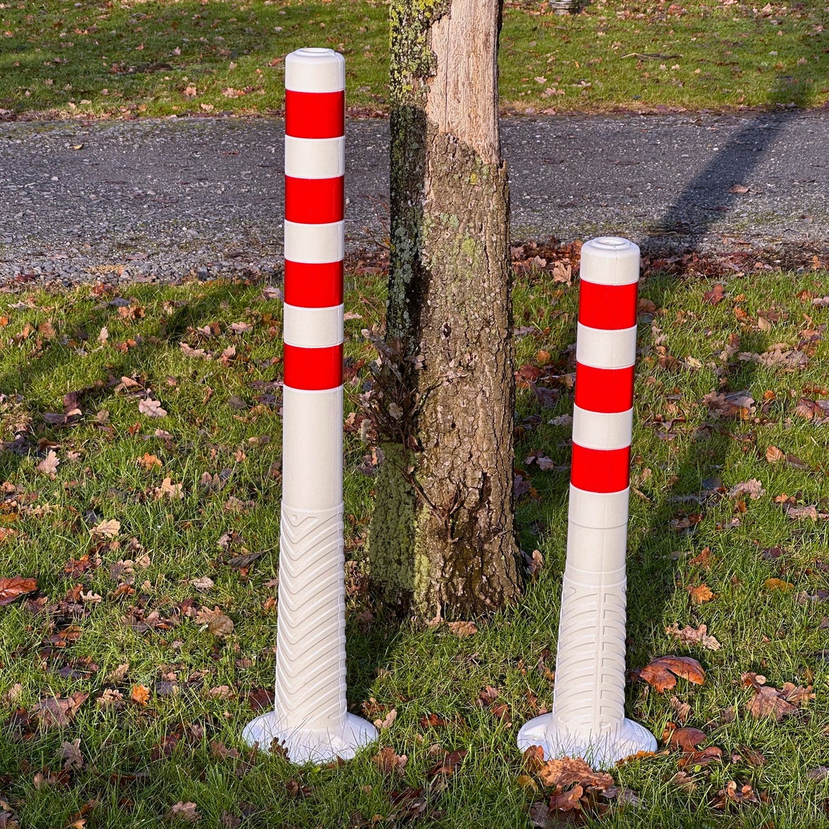 stuk flexibele witte paal met rode reflecterende folie, zelfoprichtend, inclusief bevestigingsmateriaal, 100cm