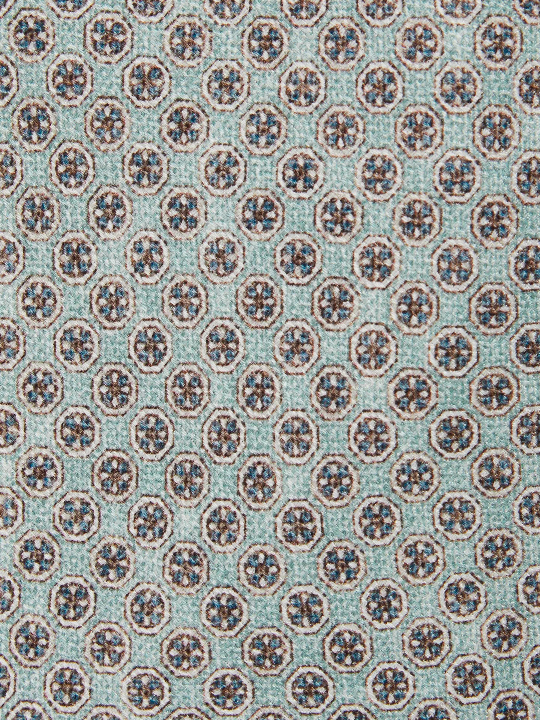 Zacht grijs-groen - Reiss Santo Silk Medallion-Print Tie