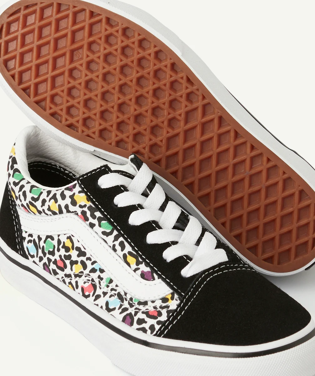 VANSbaskets basses enfant old skool noir et imprimé léopard coloré