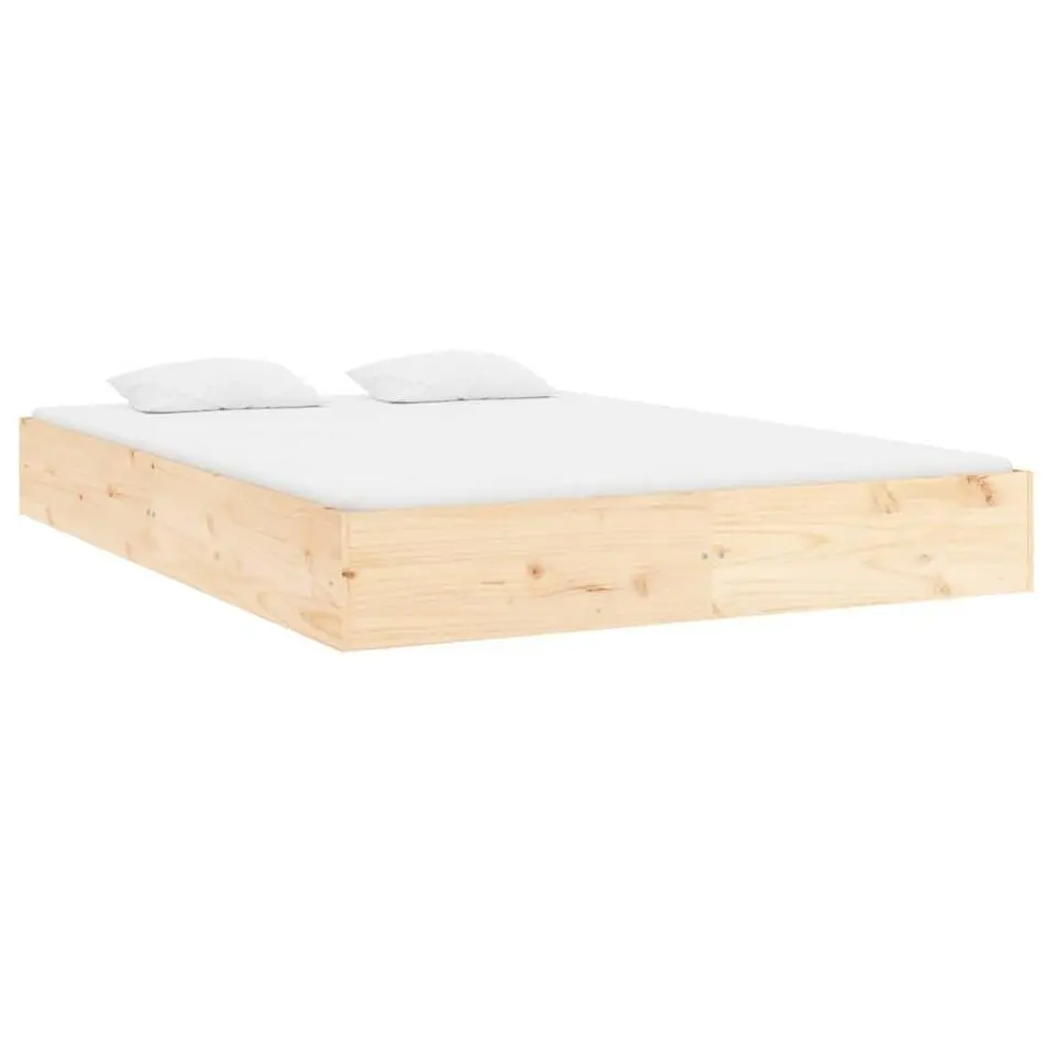 vidaXL - Tweepersoonbed met lattenbodem - Naturel - Massief hout - 180x200 cm