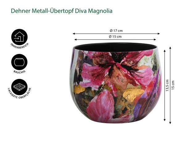 Dehner Metall-Übertopf Diva Magnolia,