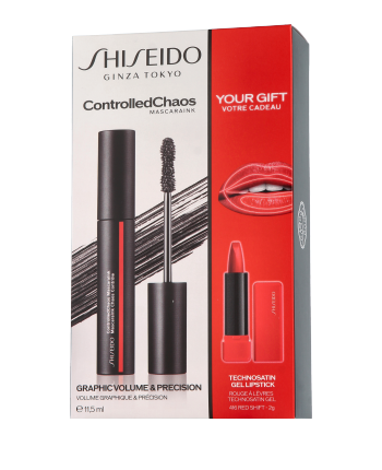Shiseido ControlledChaos MascaraInk Set mit Technosatin Mini Lipstick 11,5ml-2g