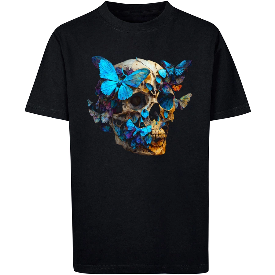 F4NT4STIC T-Shirt Schmetterling Skull TEE UNISEX schwarz