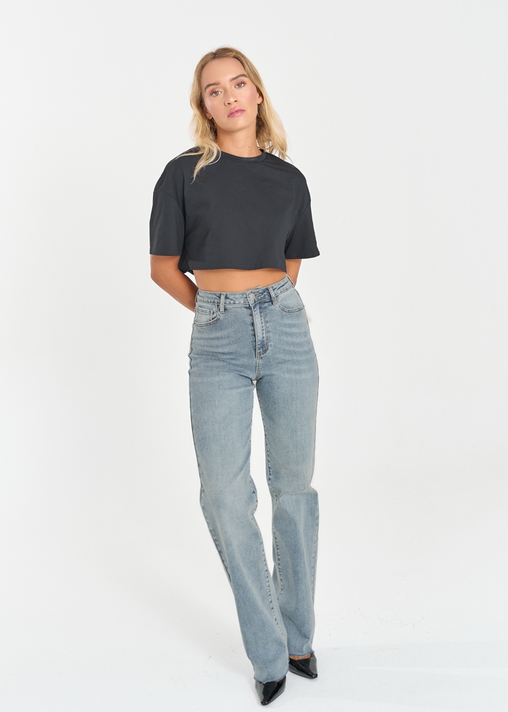 Straight leg stretch jeans sea blauw