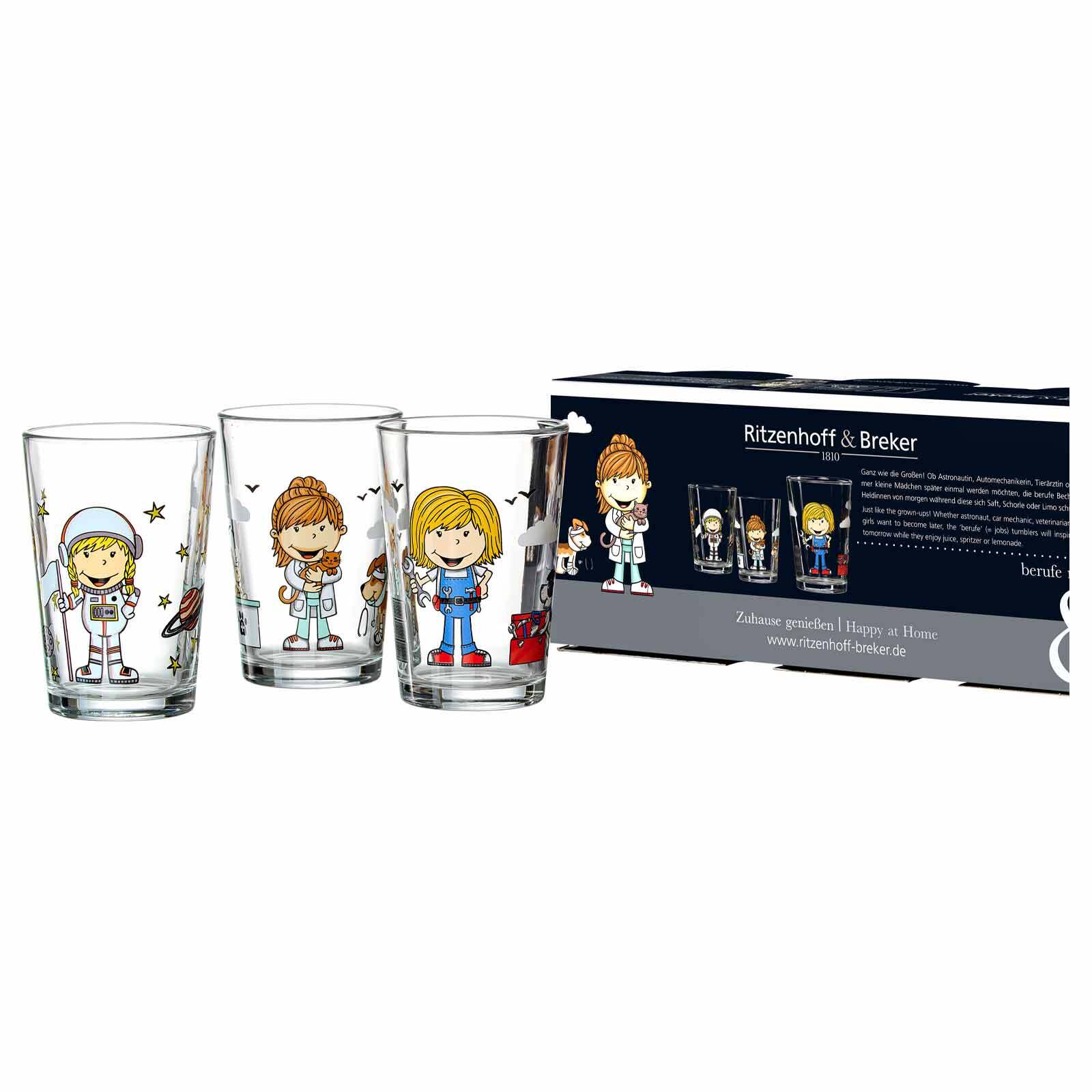 Ritzenhoff & Breker Kindergläser Berufe Mädchen 205 ml 3er Set