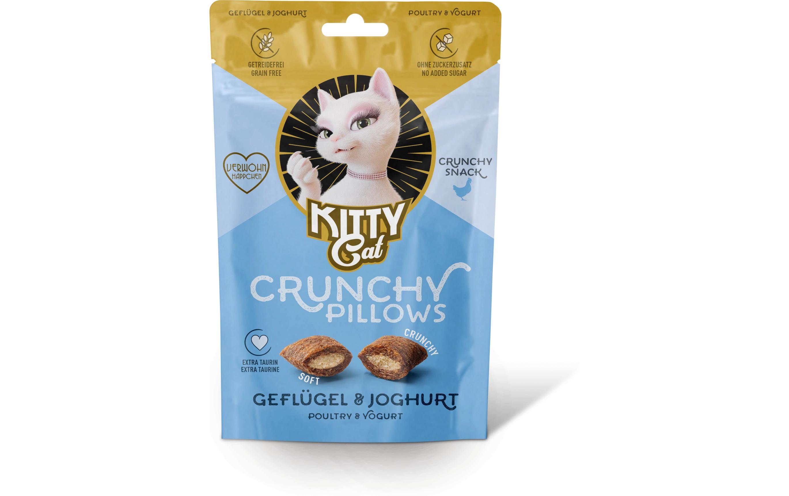 Katzen-Snack Crunchy Pillows Geflügel, Joghurt 60 gSnack für Katzen frei von Zucker und Getreide