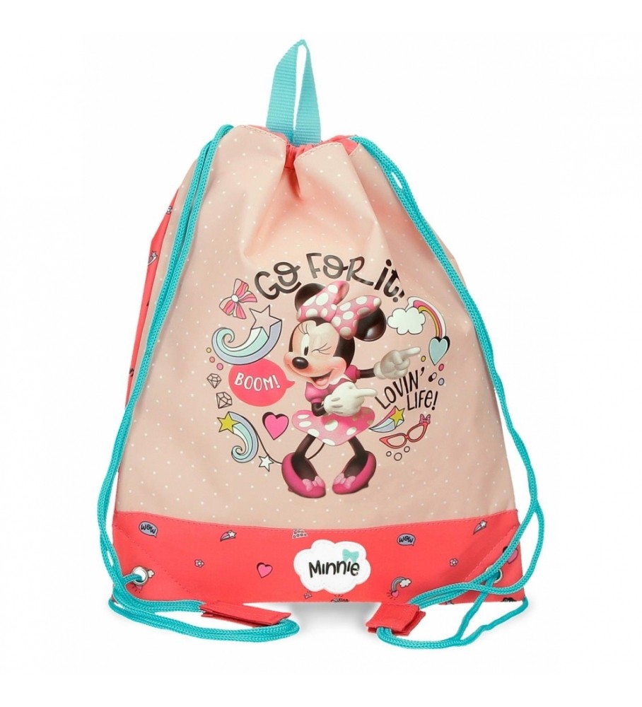Mochila com cordão Joumma Bags Minnie Lovin Life rosa