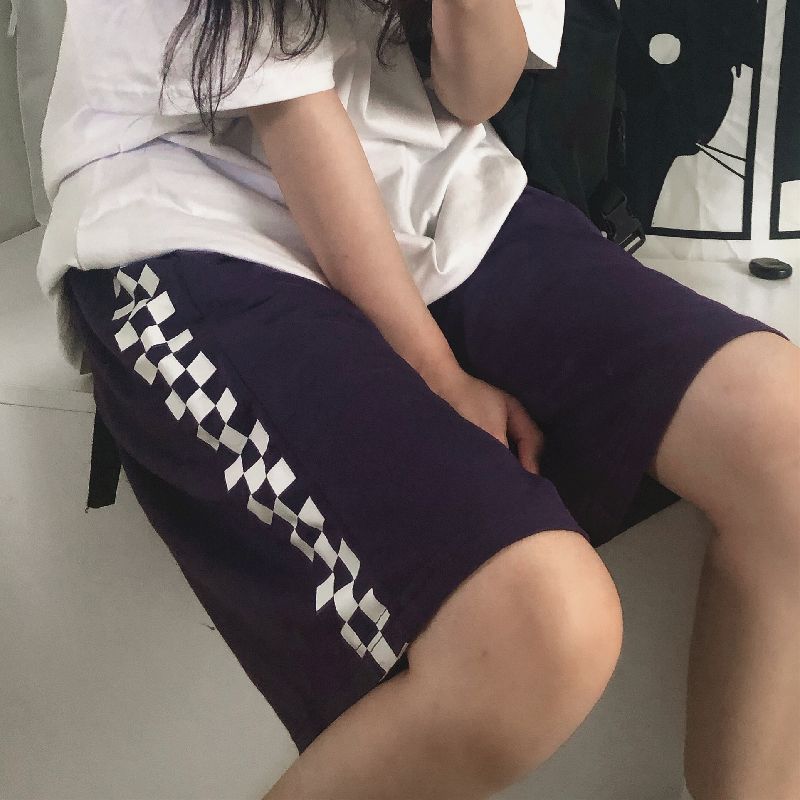 Giuliana - Sweatshort met schaakbordpatroon