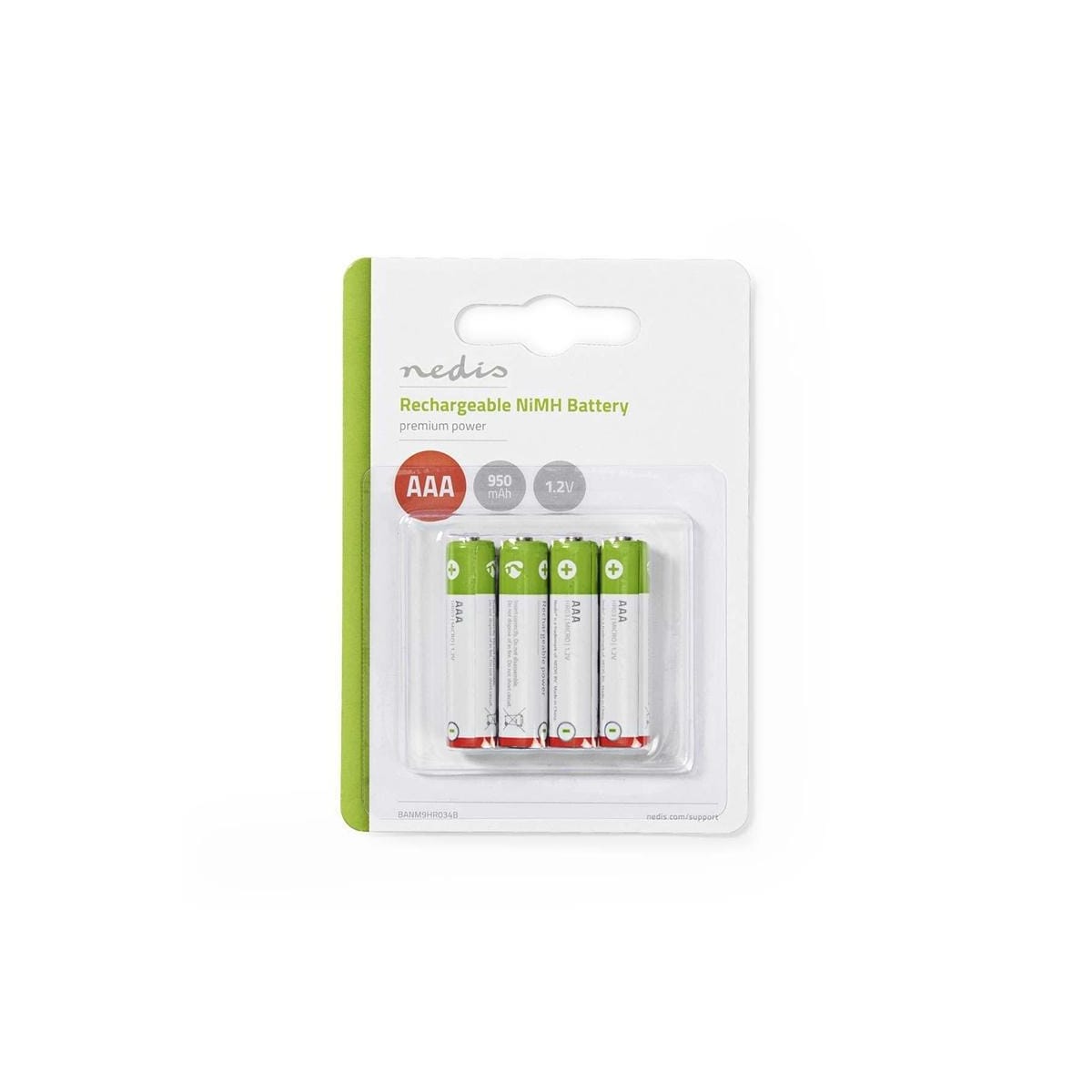 Nedis Oppladbare Ni-MH batteri AAA | 1.2 V DC | 950 mAh | Forhånds ladet | 4-Blister