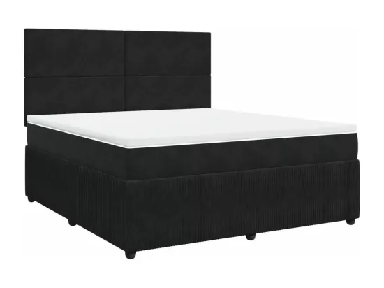 Sommier à lattes de lit avec matelas Noir 180x200 cm Velours