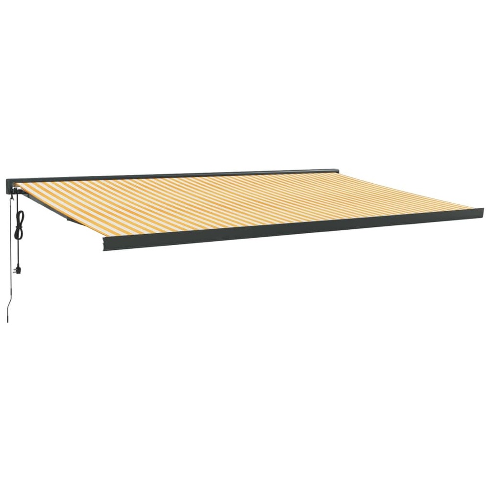 Auvent rétractable jaune et blanc 5x3 m tissu et aluminium