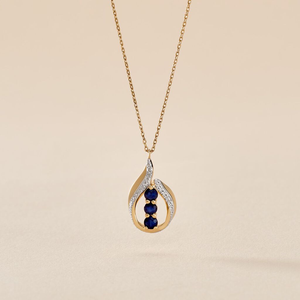 Collier Aurora Or Jaune Saphir Et Diamant