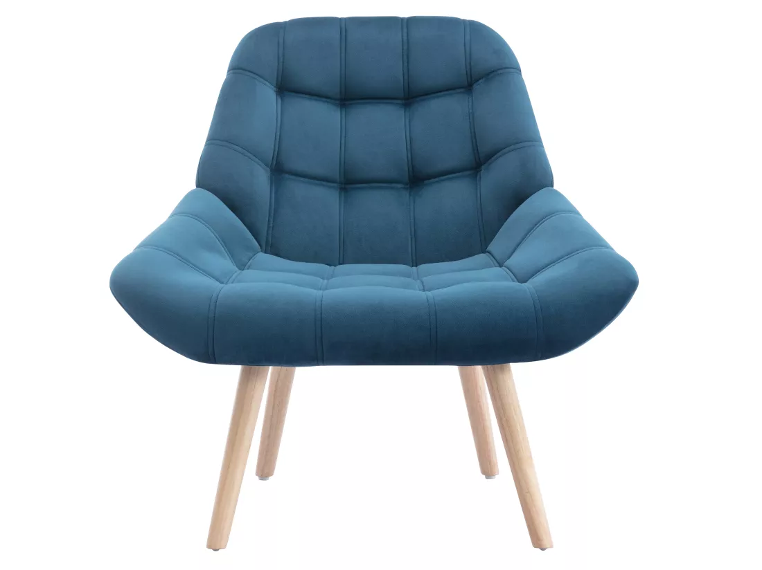 Fauteuil en velours bleu canard LUOSTO
