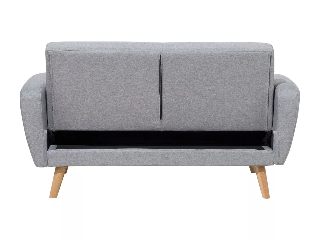 Ensemble canapés et fauteuil en tissu gris clair 6 places avec pouf FLORLI