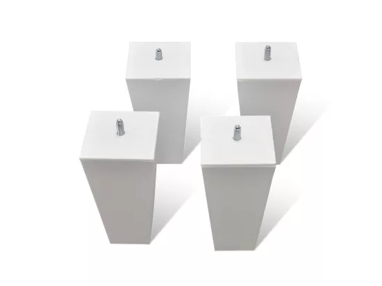 BELLECOUR LITERIE | Jeu de pieds de lit triangulaires Blancs Hauteur 16 cm (lot de 4)