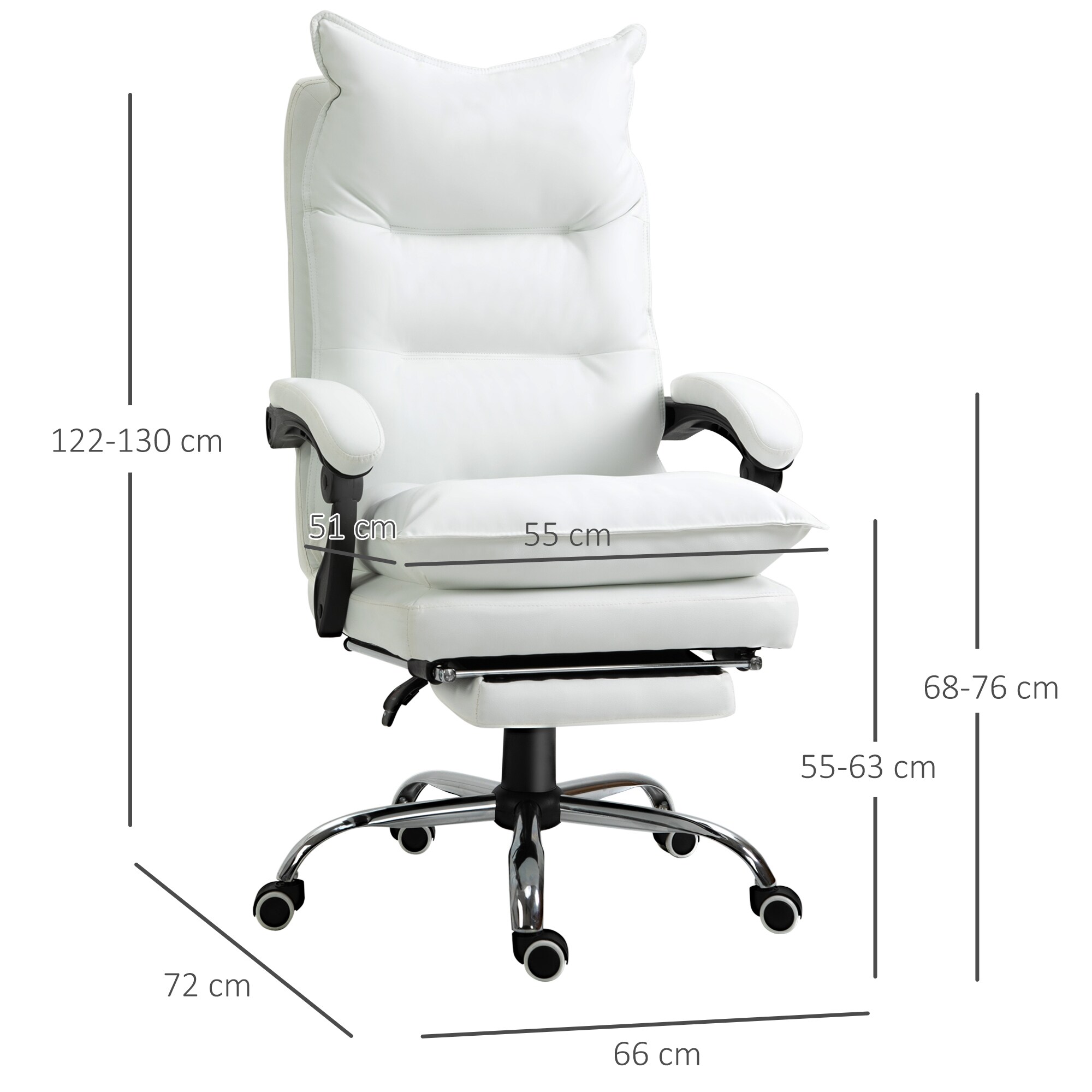 Vinsetto Bürostuhl höhenverstellbar 70 x 68 x 122-130 cm (BxTxH)