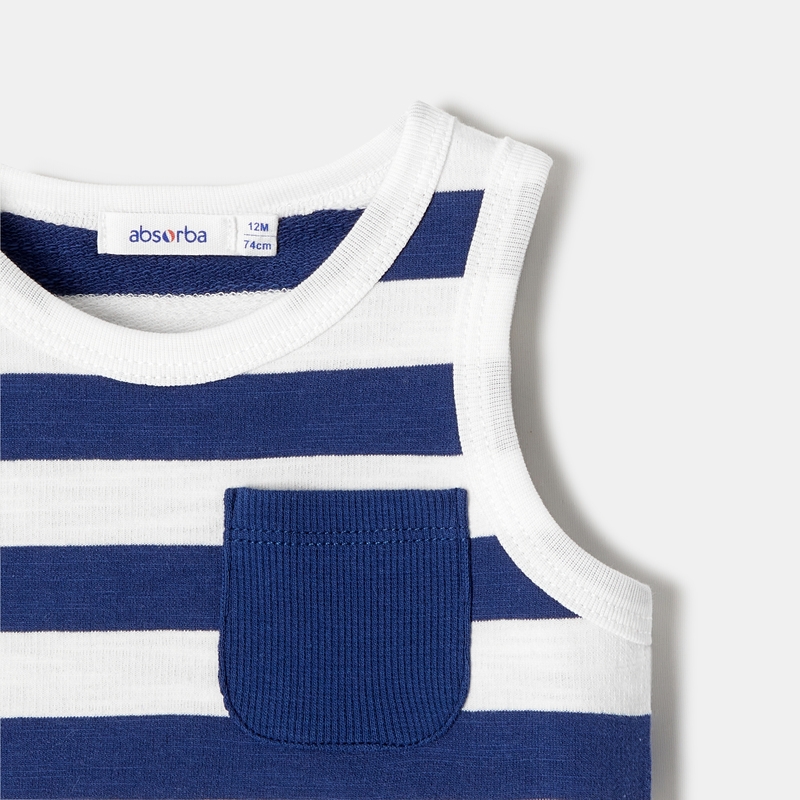 Débardeur en coton bio bleu bébé garçon Absorba