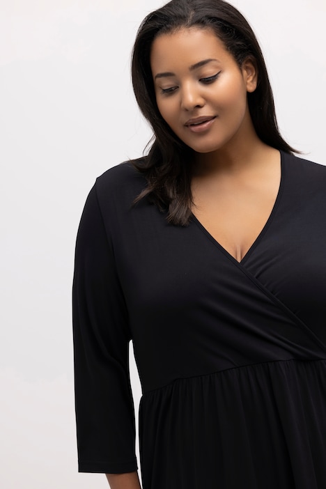 Midikleid, Punkte, Wickeloptik, V-Ausschnitt, 3/4-Arm