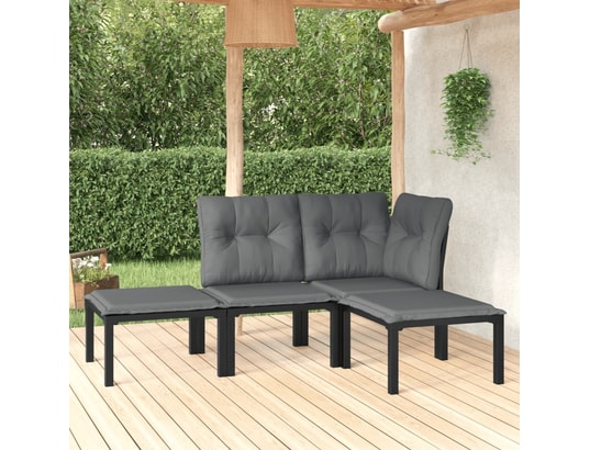 LES TENDANCES - Salon extérieur Salon de jardin-noir-4 places-62x62x68-490346