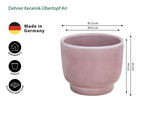 Dehner Keramik-Übertopf Ari, rosa, ca. Ø7,3