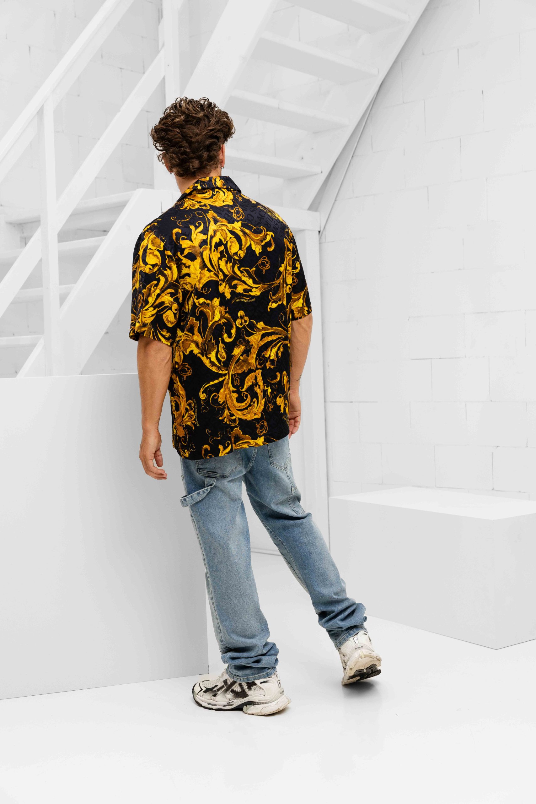 Versace Jeans Couture Allover Overhemd Heren Zwart/Goud