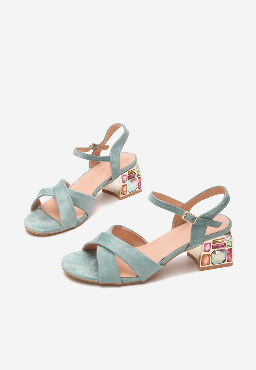 Sandales à talon épais turquoise Susia