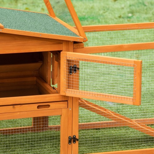 Gaiola de madeira para coelhos Pawhut, com 2 níveis, para uso externo.
