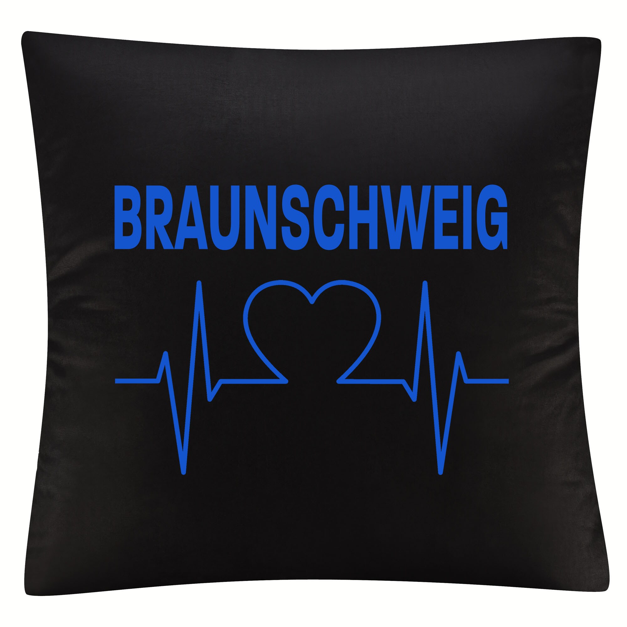 multifanshop® Kissenbezug - Braunschweig - Herzschlag - Druck blau