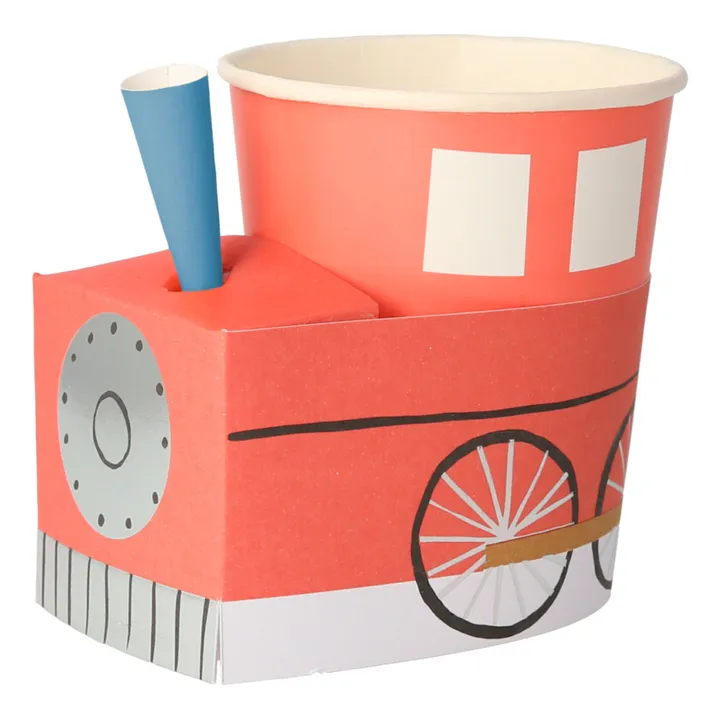 Meri Meri Gobelets en carton train en 6 couleurs - Set de 8 | Vert kaki