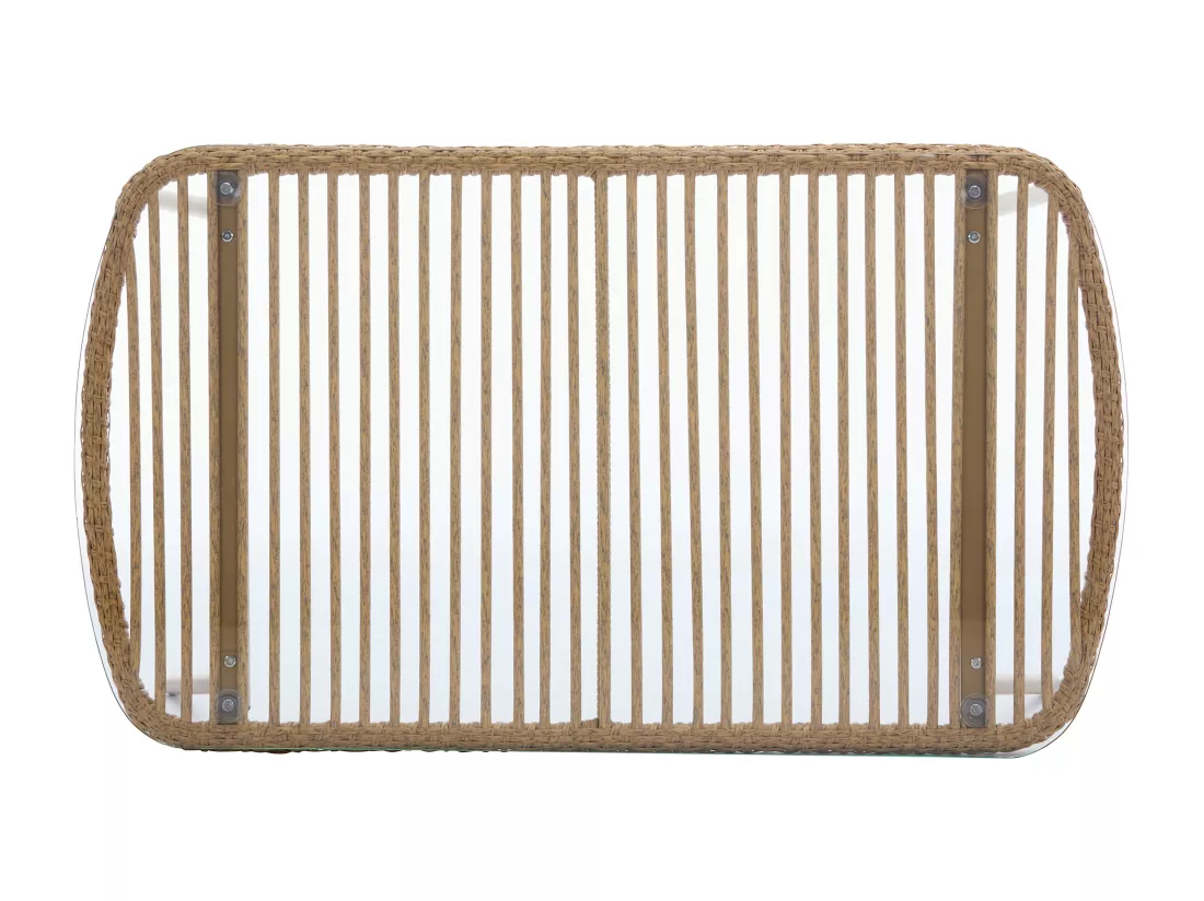 Table basse de jardin en résine tressée - Naturel clair - LOUSINI de MYLIA