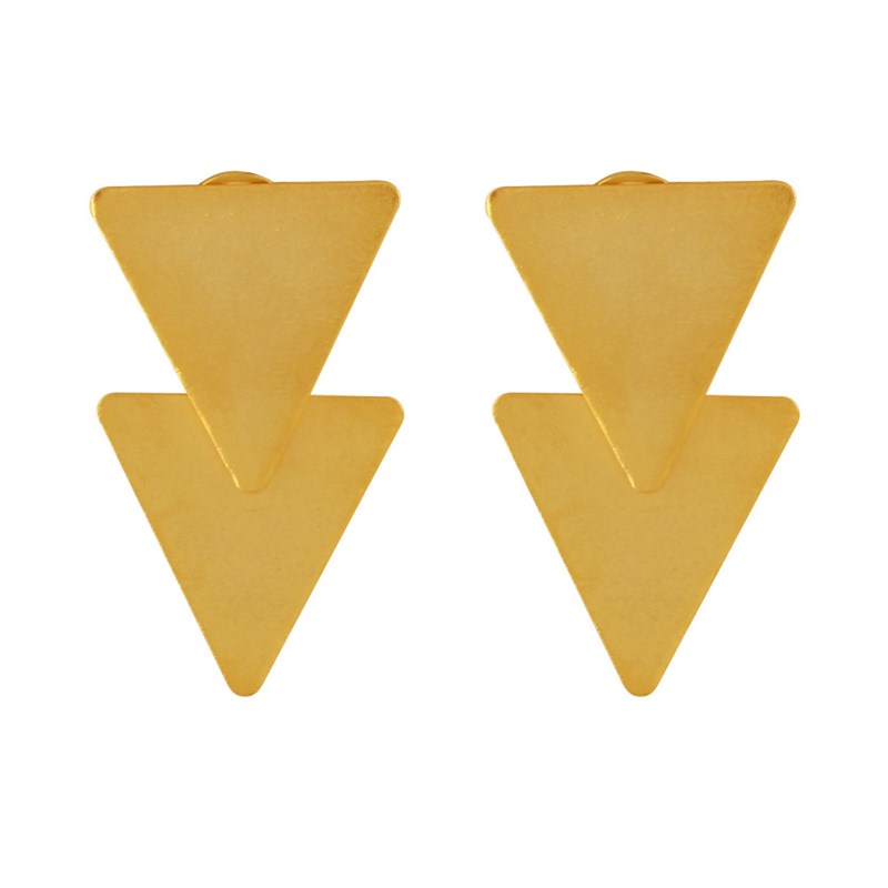 Boucles d'Oreilles Clip Laiton Doré Deux Triangles