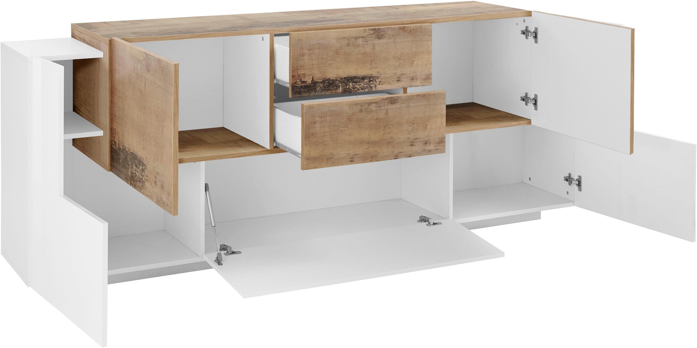 INOSIGN Sideboard »Coro, Kommode, Schrank, Kredenz, grifflos mit Einlegeböden« 1 Klappe,4 Türen,2 Schubkästen Doppeltiefe, Breite 220