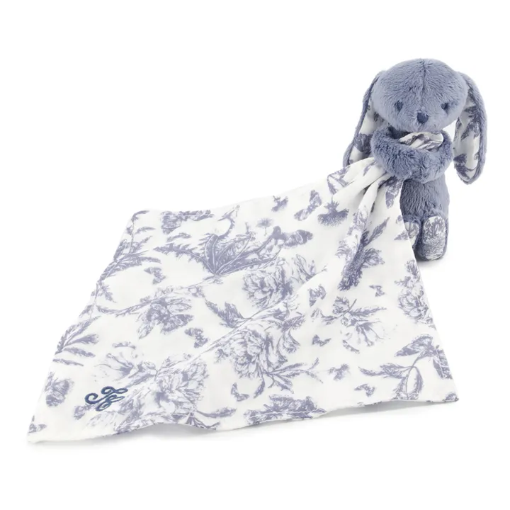 Tartine et Chocolat Doudou lange Augustin le lapin Toile de Jouy | Bleu