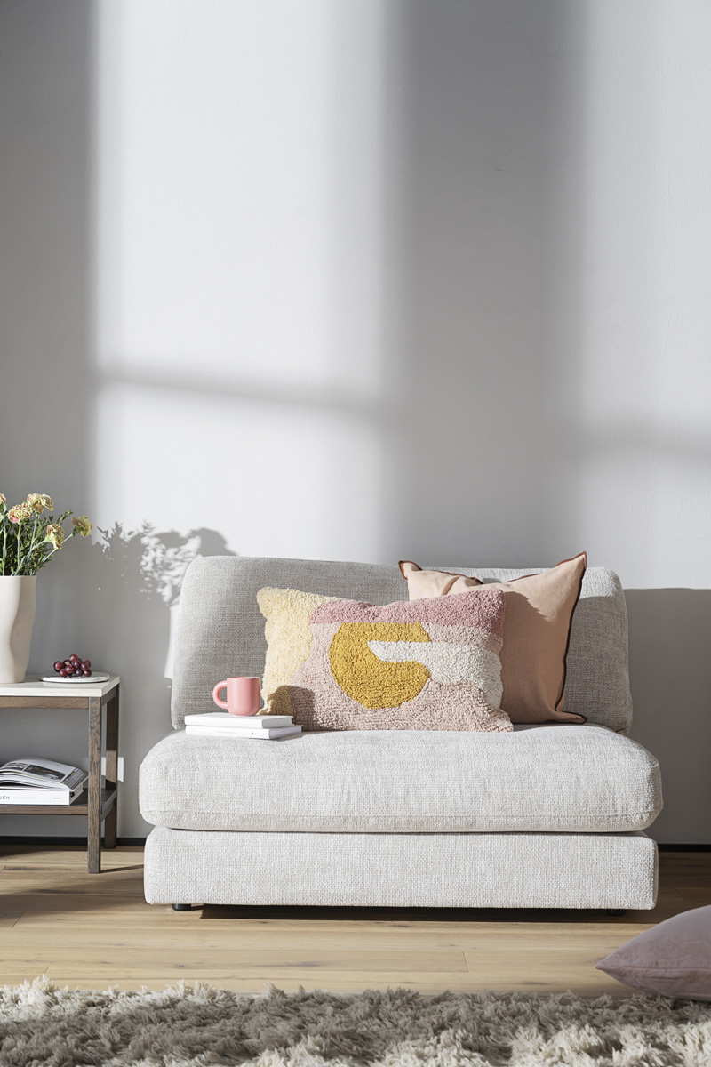 Modulair bankelement Duncan - 112 cm Lichtgrijs/beige