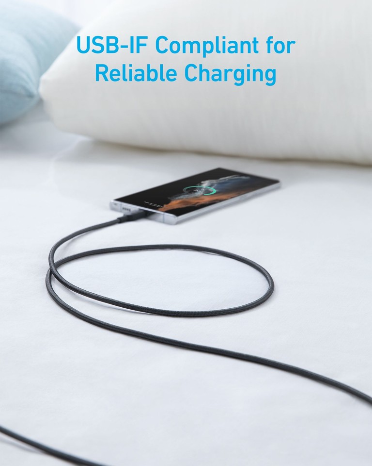 Anker - 322 USB-A til USB-C Kabel Nylon - 1.8 Meter - Sort
