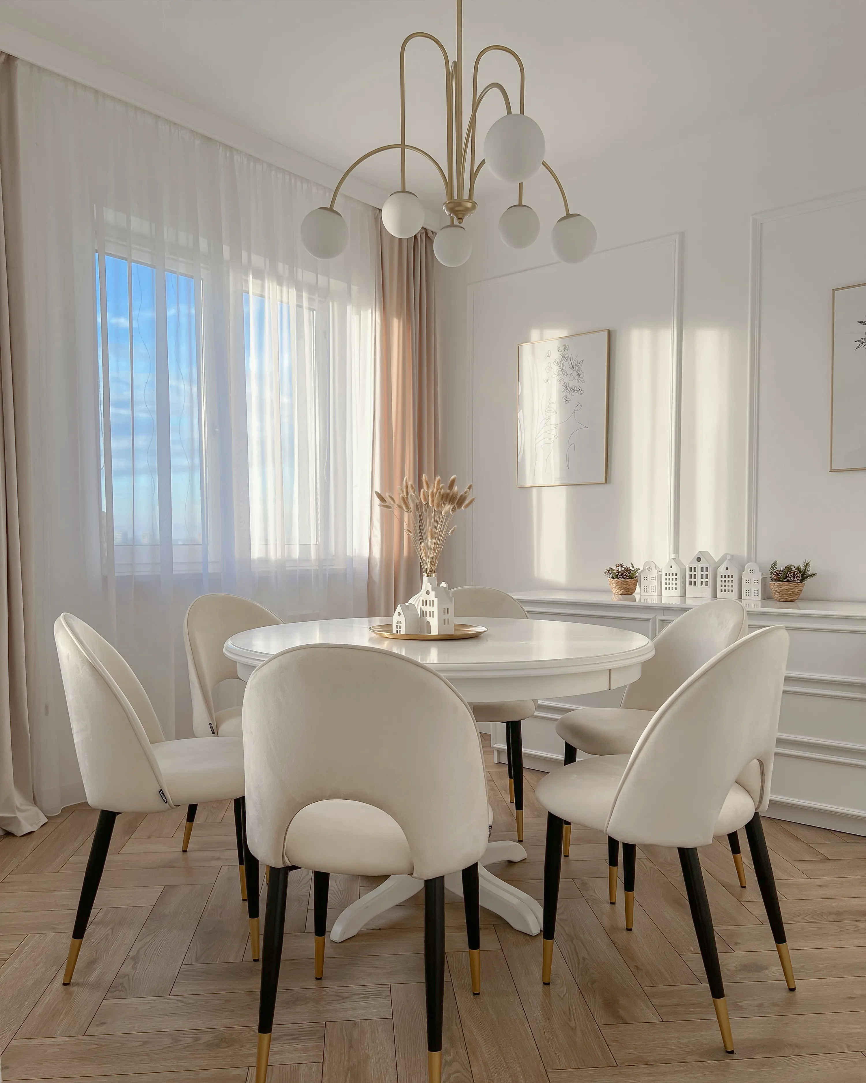 Set van 2 eetkamerstoelen MAGALIA Fluweel Lichtbeige