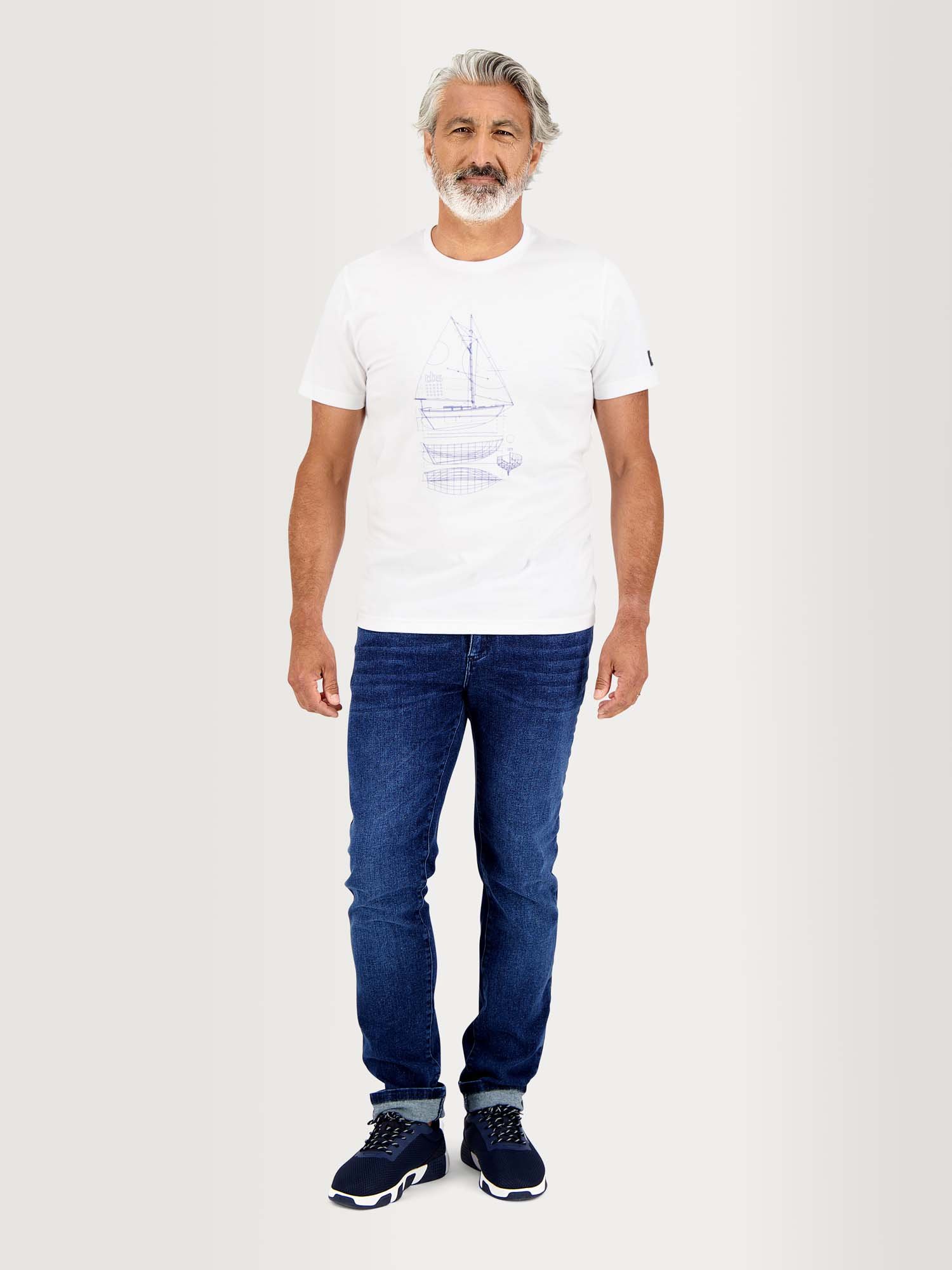 Tee Shirt Homme Print Bateau Coton Biologique Blanc