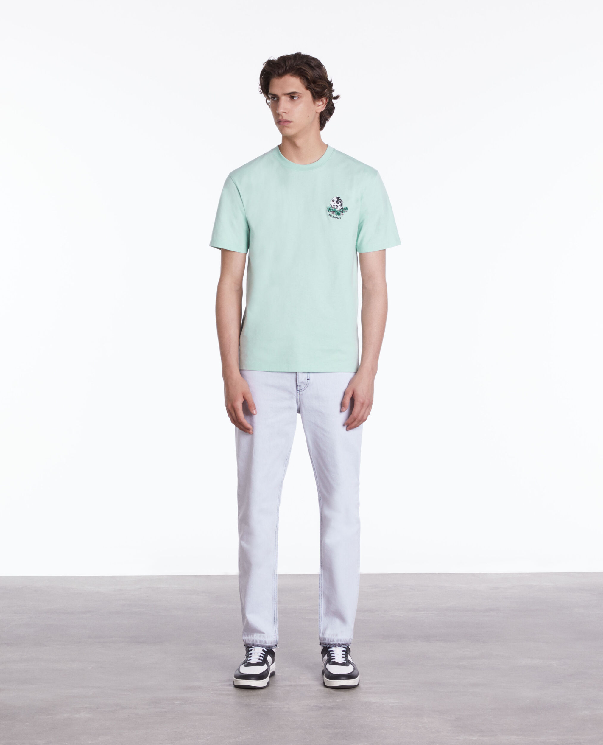 T-shirt vert avec broderie Vintage skull