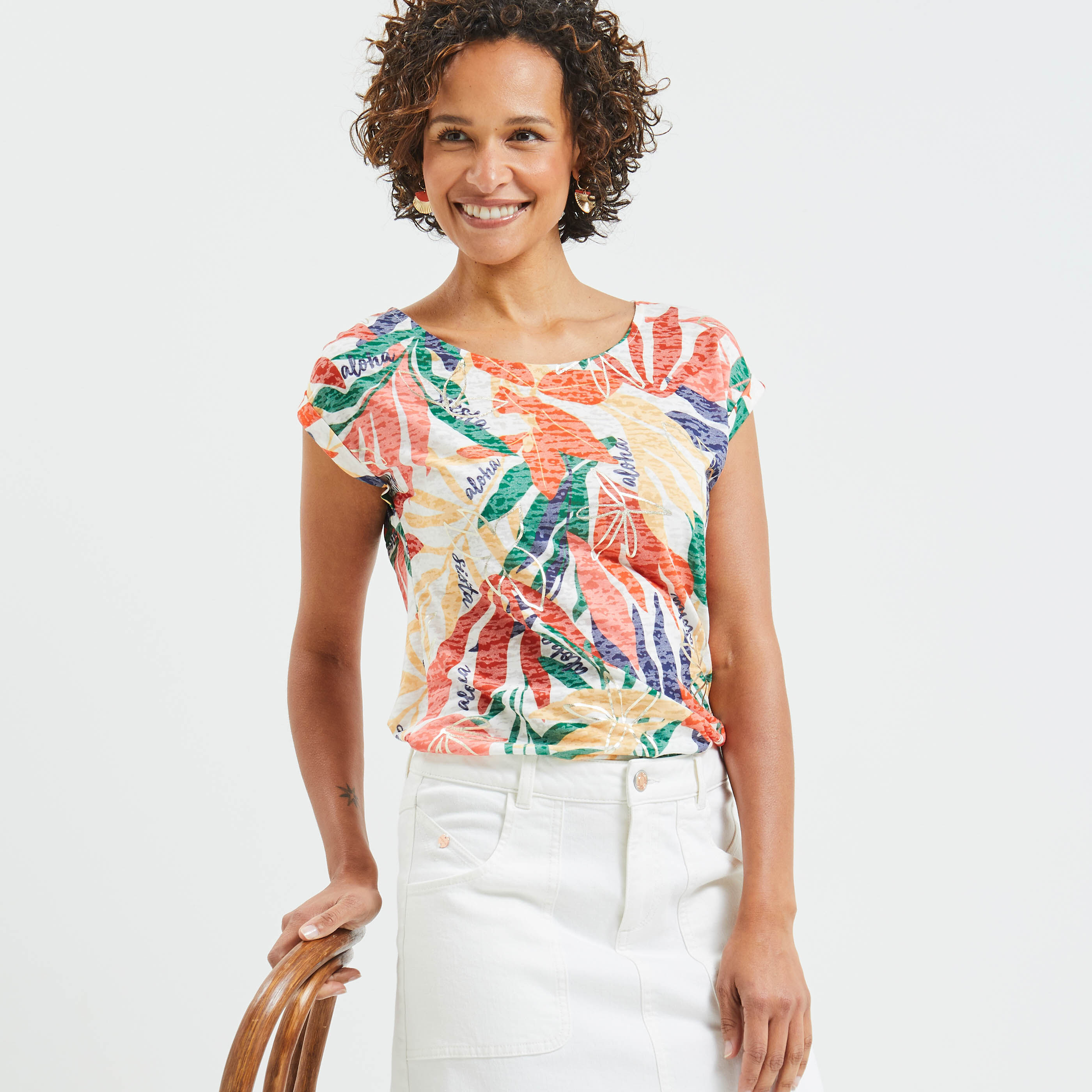 Tshirt imprimé femme - BLANC CASSE