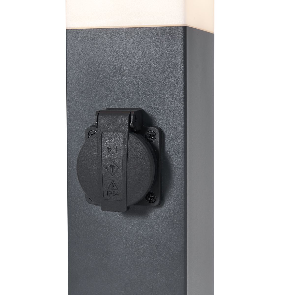 Buitenlamp donkergrijs met opaal glas 45cm IP44 met stopcontact en bewegingssensor - Malios