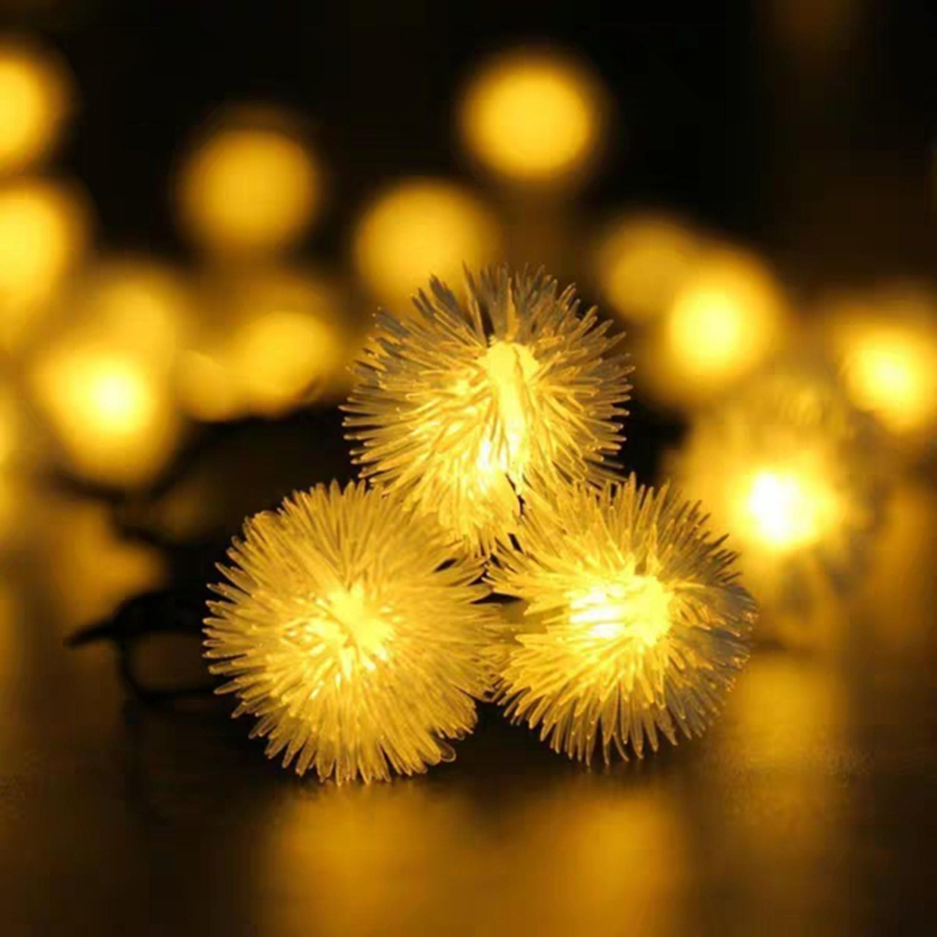 (6.5m) 30 LED's Deko Solar Lichterkette Pusteblumen Outdoor Beleuchtung IP65 - Warmweiss