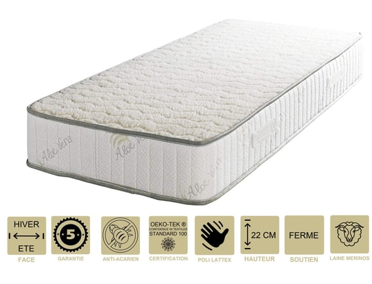 PROVENCE LITERIE - Matelas Orthopédique 80x190 x 22 cm + Oreiller Mémoire + Al...