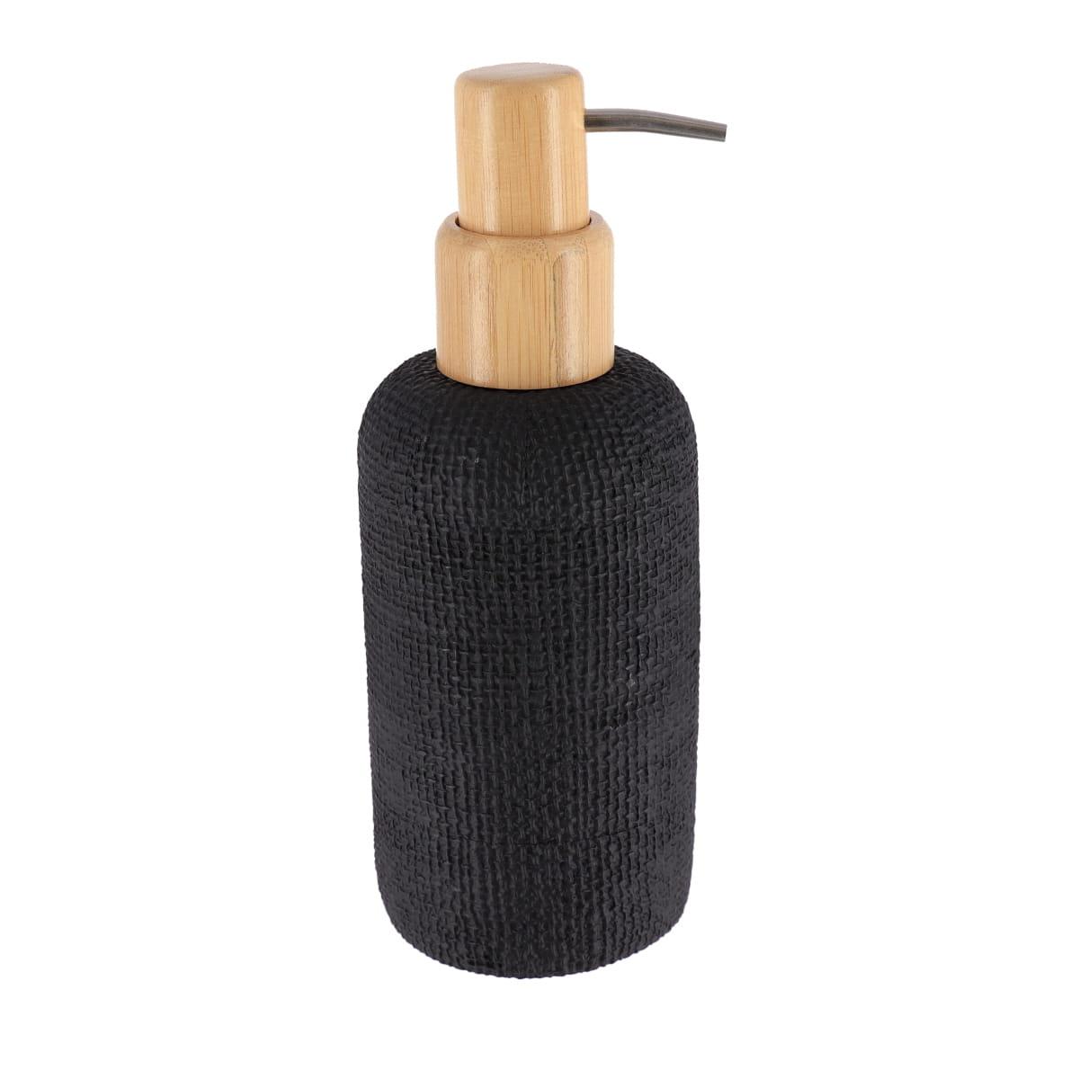 DISTRIBUTEUR ROND EFFET MAILLE ET POMPE BAMBOU 340ML NOIR