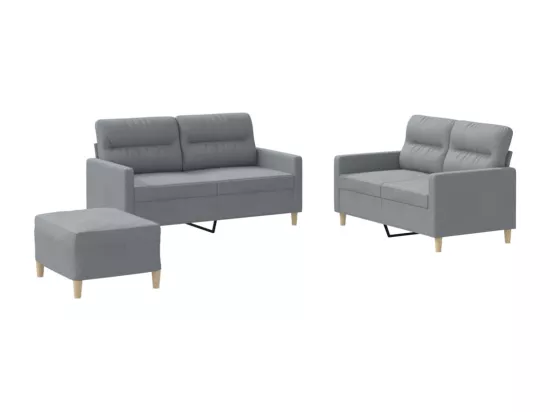 Ensemble de canapés 3 pièces avec coussins Gris clair Tissu