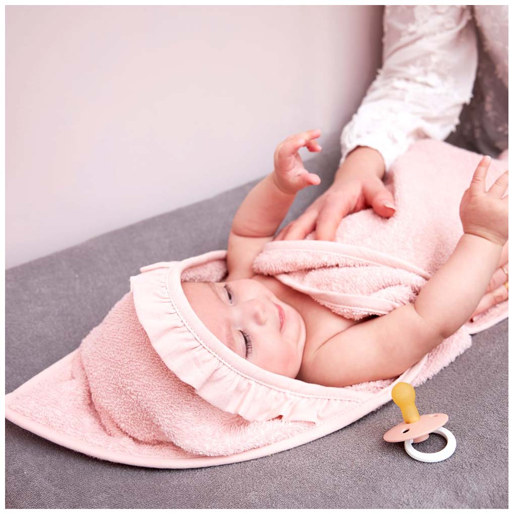 Meyco badcape ruffle roze