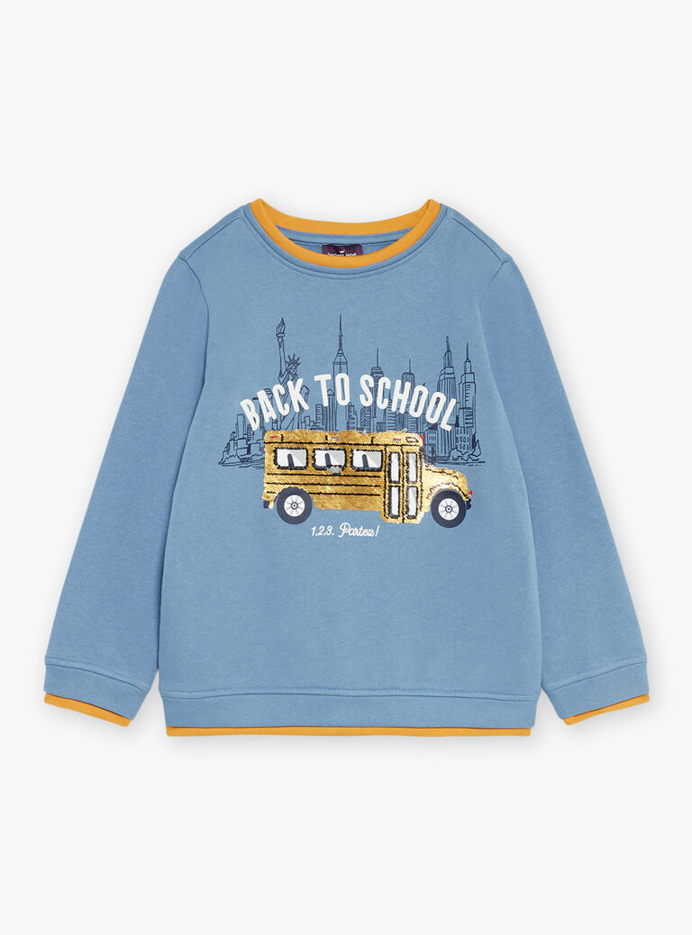 Sweat bleu en molleton gratté