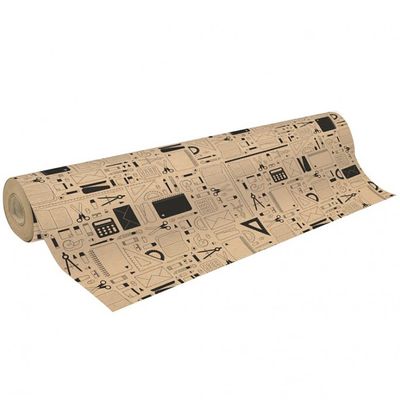 Clairefontaine - Papier cadeau kraft - 70 cm x 50 m - 70 g/m² - motif papeterie